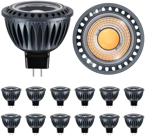 Gardencoin MR16 LED Light Blub, 5W 2700K Warm White 450 Lumens Dimmable, Aluminum Housing, Low Voltage 12V Input,GU5.3 bi-pin Light Bulbs for Landscape &Accent Lighting, Indoor/Outdoor Use,12-Pack by Gardencoin