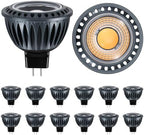 Gardencoin MR16 LED Light Blub, 5W 2700K Warm White 450 Lumens Dimmable, Aluminum Housing, Low Voltage 12V Input,GU5.3 bi-pin Light Bulbs for Landscape &Accent Lighting, Indoor/Outdoor Use,12-Pack by Gardencoin