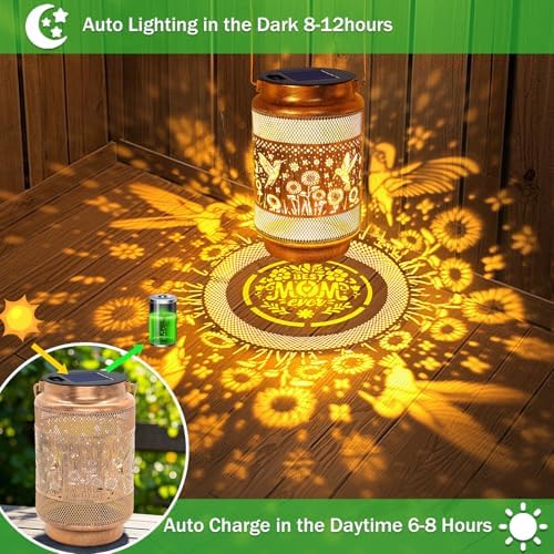 2 Pack Hummingbird Solar Lanterns Outdoor Waterproof Garden Decor, Gifts for Women Mom Grandma Birthday, Metal Hanging Solar Lights for Outside Yard Patio Pathway Backyard - Image 3