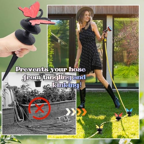 Tandefio 3 Pcs Butterfly Garden Hose Guide Stakes, Cast Iron Metal - Image 6