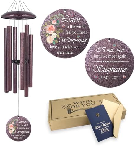 ASTARIN 36" Large Deep Tone Personalized Sympathy Wind Chimes, Memorial Wind Chime for Loss of Mother Father Loved One, Hummingbird Bereavement Gifts Decor Outdoor by Astarin