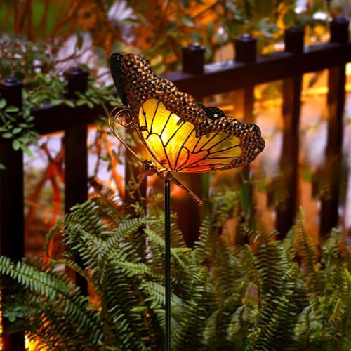 Metal Solar Garden Light Colorful Butterfly, Blue - Image 7