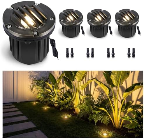 Gardenreet 12V Low Voltage Brass Well Light, In-Ground, 4 Pack by Gardenreet
