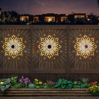 4 Pack Solar Fence Lights Metal Solar Powered Outdoor Wall Deck Step Lights Mandala Theme Waterproof Fence Light for Garden Post Patio Backyard Yard Decor, Gardening Gifts for Women Mom Grandma - Image 2