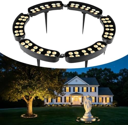 Gardencoin Outdoor Ring Tree Lights, 12V 72W Aluminum LED Landscape Uplighting for Trees, 2700K Warm White, Low Voltage IP65 Waterproof, 16.14" Inner Diameter, 10080 Lumens, Set of 6 by Gardencoin