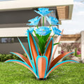TOMBABY Huge Metal Agave Plants Outdoor Decoration Outdoor Garden Decorated with Flowers Mexican Yard Art Plant Garden Gift (Blue 1 Pack) by TOMBABY
