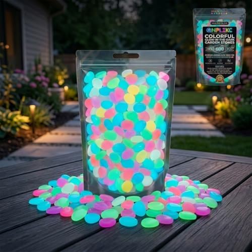 Colorful Glow in the Dark Rocks Luminous Glow Garden Stones Outdoor Glowing at Night Guide Pebbles Gemstone DIY Decorative for Landscaping Aquarium Fish Tank Patio Lawn Yard Ornaments by Unknown