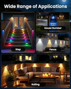 JOFIOS Solar Deck Lights Outdoor 8 Pack, Solar Fence Lights Waterproof IP44, 9 Fixed Colors ＆ Color Changing LED Step Light for Outside, Patio, Stair, Garden, Yard, Railing, Front Porch, Balcony Decor - Image 7