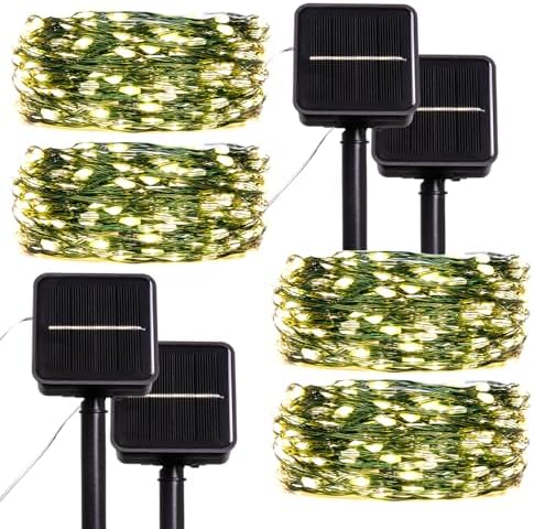 4PACK 33FT 100LEDs Solar Fairy Lights,Green Wire,Warm White by ZELUXDOT