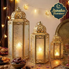 Vela Lanterns Decorative Outdoor & Indoor Tall Floor Candle Holders, Gold - Image 6