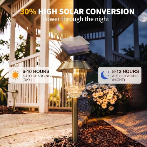 XMCOSY+ Solar Pathway Lights Outdoor, 10-40 LM Solar Garden Lights, 4 Pack - Image 2