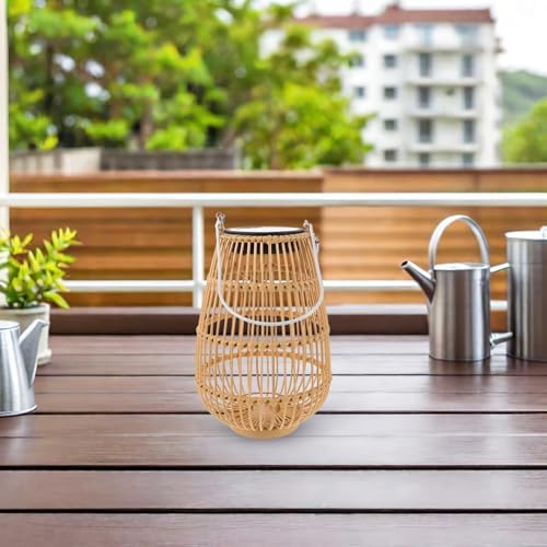 Solar Hanging Lantern Outdoor Waterproof Garden Lamp with Rattan Iron Frame for Patio Yard Balcony Decorative Solar Powered Hanging Lights - Image 6