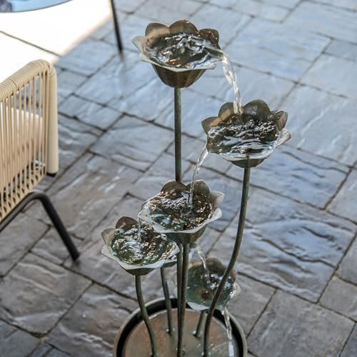 XBrand 35-Inch Metal Multi-Tier Cascading Water Fountain with LED Lights, Freestanding Indoor/Outdoor Garden Fountain, Silver - Image 4