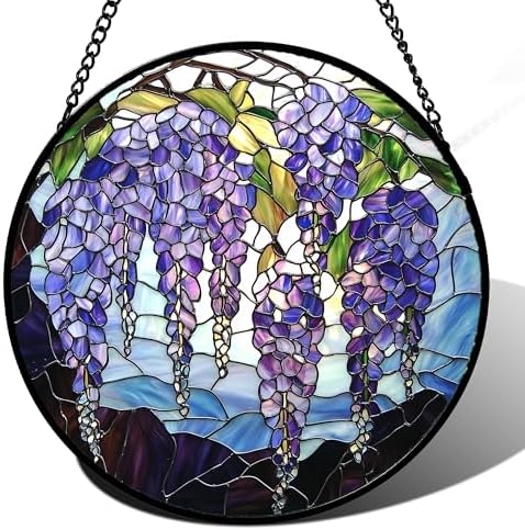 Stained Glass Window Hanging Wisteria Suncatcher Gifts for Women 12" - Image 2