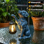 YODY Garden Statues Outdoor Garden Decor: Dog Statue with Solar Lantern for Yard Art Lawn Ornaments Porch Patio Balcony Home House - Birthday Gifts for Grandma Mom Women - Image 4