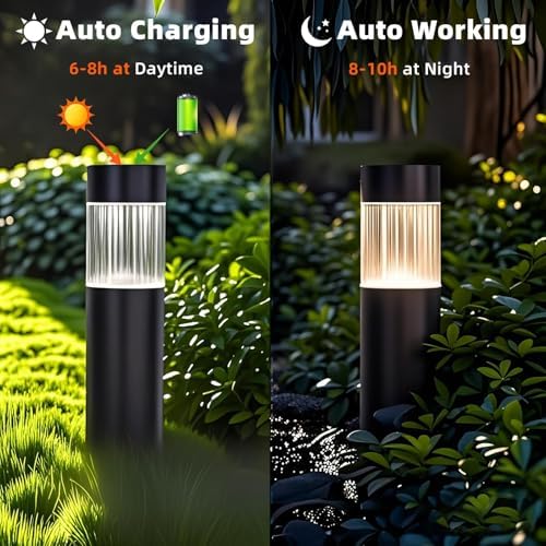 Sublume Solar Pathway Lights Outdoor, 4 Pack Large Metal Stainless Steel Solar Garden Lights, 3000K Brighter Outdoor Solar LED Lights for Yard, Path, Walkway, Driveway, Sidewalk, Landscape Lighting - Image 6