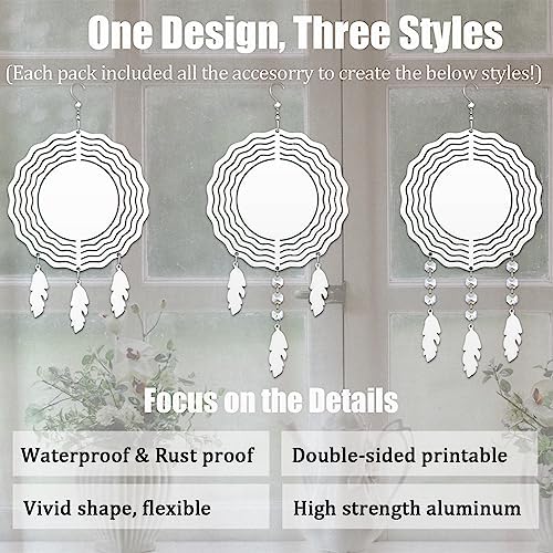 4Pack 10 inch Sublimation Wind Spinner Blanks 3D Aluminum Metal Wind Sculpture Kinetic Spinners for Yard and Garden Indoor Art Ornaments Hanging Decoration (Feather) - Image 3