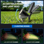 KEV 800 Lumens Solar Spot Lights Outdoor,18 LEDs Solar Flood Lights with 2 Modes &Adjustable &IPX65 Waterproof,Solar Spotlight for Driveway/Backyard/Patio Landscape/Tree/Garage(Warm White,2 Pack) - Image 4