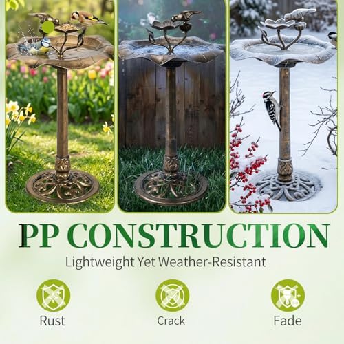 Outvita Vintage Bronze Bird Bath, Leaf-Shaped with Bird Feeder - Image 5
