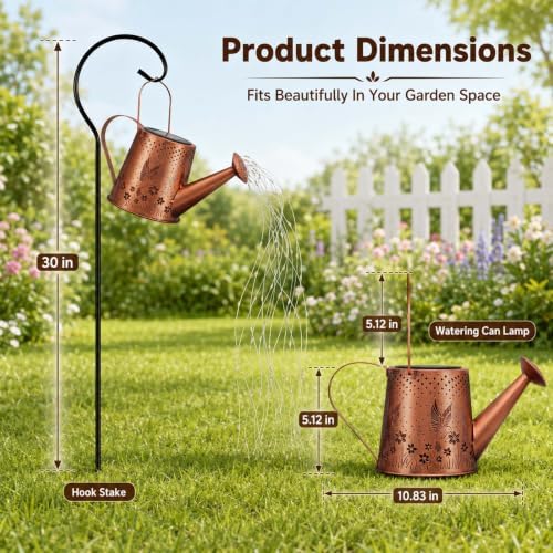 Solar Watering Can Lantern,Large Size,LED String Lights,Hummingbird - Image 3