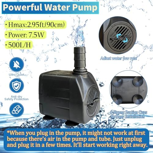 SAC SMARTEN ARTS Fountain for Bird Baths for Bird Bath Fountain with 7.5W Water Pump Resin Granite Rock Water Feature for Garden Patio Lawn Hummingbird Birdbath Fish Tank and Aquariums - Image 3
