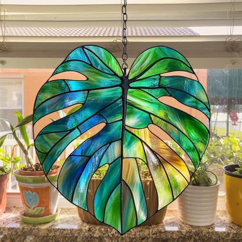 Colorful Gradient Monstera Leaf Acrylic Suncatcher - Image 4