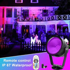 RGBW Outdoor Landscape Spotlight, IP67 Waterproof LED Garden Light with Remote Control, 16 Colors & 4 Dynamic Modes, Dimmable 270° Adjustable Yard Spot Light for Tree, Patio, Holiday Decor (Black) - Image 2