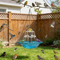 Solar Cascade Hanging Bird Bath Fountain, Outdoor Solar Powered Hanging Bird Bath with Pump Dispenser, Large Humming Birds Shower Bowl Kit for Garden Patio Yard Balcony Decoration (Blue) by Unknown