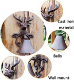 Hand Crank Cast Iron Doorbell Front Door Dinner Bell Outdoor Courtyard Garden Deer Head Decoration Wall Bell (Black 24.2 * 13.6 * 14cm) - Image 2