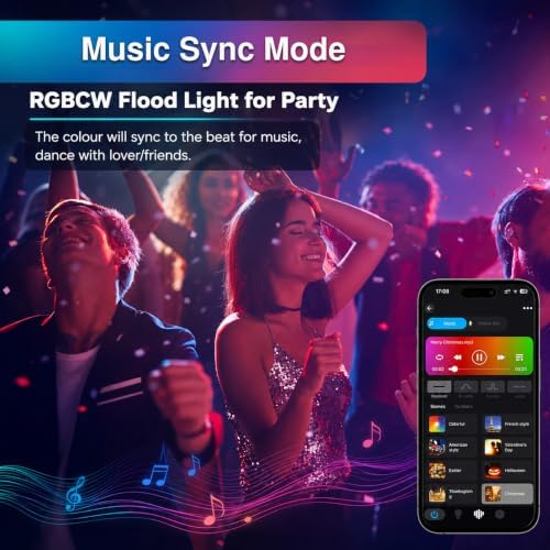 T-SUN LED Flood Lights Outdoor, 600W Equivalent Smart RGB Landscape Light - Image 2