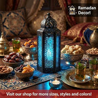 Vela Lanterns Decorative Indoor Moroccan Candle Holder, Blue, M, 3-Pack - Image 5