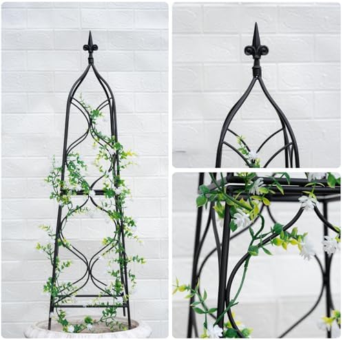 Metal Obelisk Trellis - 38.3"" Climbing Support for Vines & Roses - Image 3