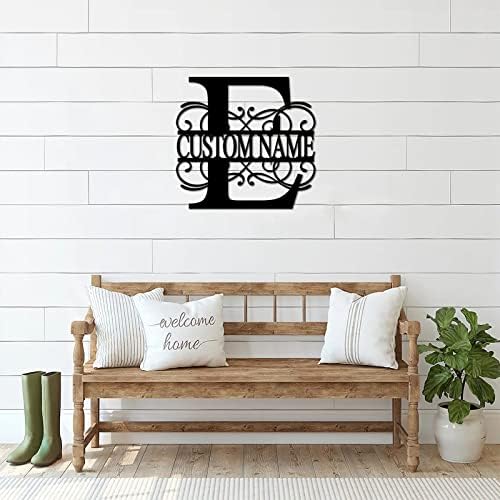 Metal Sign E Custom Name Initial Letter Monogram Personalized Metal Address Sign Plaque Modern Laser Cut Metal Wall Sculpture Artwork Sign for Office Front Door Entryway Cabin Decor 18 Inch - Image 5