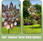 GUAGUA 74 Inch Metal Wind Spinner, Willow Leaf Kinetic Yard Decor,Red - Image 2