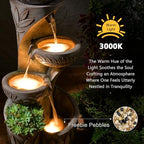 35.6" Solar Outdoor Water Fountain - Relief Leaf Design 4 Tiers Fountains - Image 5
