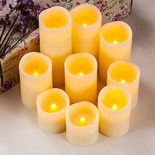 RY King Large Flameless Candle Set of 9 (D 3" x H 3", 3", 4", 4", 5", 5", 6", 7", 8") Battery Operated LED Pillar Real Wax Candles with Remote Control Timer - Image 2