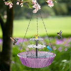 Solar Hanging Bird Bath Fountain, Solar Powered Cascading Outdoor Water Fountain, with Solars Pump, Outdoors Decor Hummingbird Bath Shower Bowl Kit Garden Gift Yard Patio Backyard Decoration (Purple) by Unknown