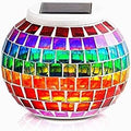 Solar Glass Mosaic LED Lights Colorful Changing Ball Lights Waterproof Solar Table Lamp for Patio Yard Party Wedding Decoration (Rainbow) by AMZSTAR