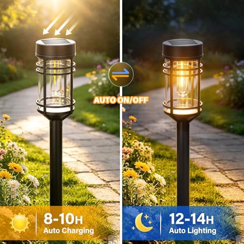 Ollny Solar Pathway Lights Outdoor 6 Packs, Solar Garden Lights IP65 Waterproof, LED Solar Powered Path Light Auto On/Off, Landscape Lighting for Yard Walkway Driveway Porch Outside Decor - Image 5