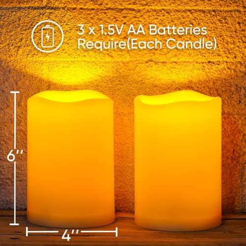 Homemory 4x6 Waterproof Flameless Candles, Remote Timer, White, Set of 6 - Image 6
