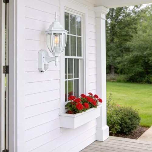 Porch Lights Outdoor Motion Sensor Wall Sconce Anti-Rust Aluminum, Exterior Outdoor Wall Lights Dusk to Dawn Porch Light Fixture Wall Mount for House Outside Patio 2Pack White - Image 2