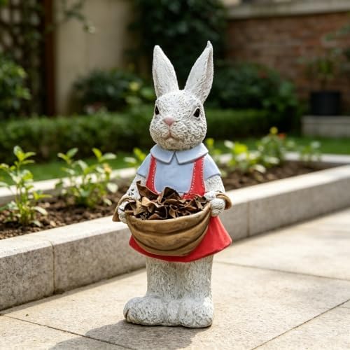 16.14" Rabbit Garden Statue, Resin Flower Pot Holder Decor - Image 4