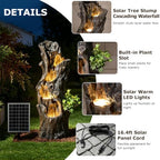 39.37" Tall Solar Water Fountain Outdoor Garden Faux Tree Stump - Image 4