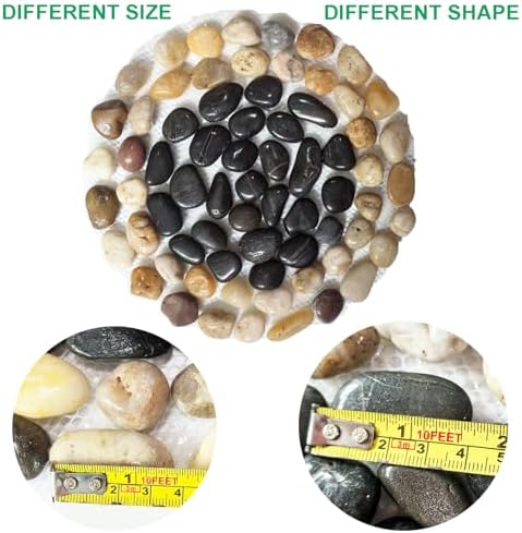 Garden Stepping Stones ourtdoor Decorative Round Stepping Stones with Black Stones Round Polished River Pebble Stone from Natureal River,for Garden Patio - Image 5