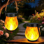 2 Pack Solar Lanterns Outdoor Waterproof, Flickering Flame Hanging Lanterns by Unknown