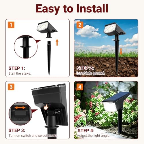 AUDERWIN Solar Spot Lights Outdoor Waterproof 16 Pack Cool White - Image 6