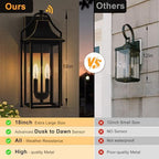 18IN Dusk to Dawn Outdoor Wall Sconce, 2-E12 Base Porch Light - Image 4