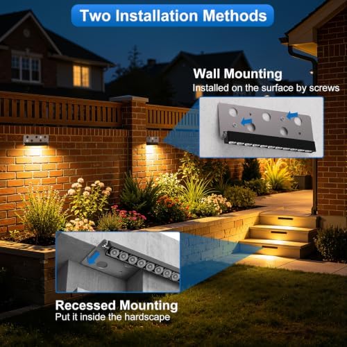 8 Inch Retaining Wall Lights Kit 5W 2700K LED Hardscape Lighting 12-Pack - Image 6