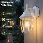 LIT-PaTH Outdoor Wall Light Fixture, Rustproof Aluminum Glass, White - Image 3