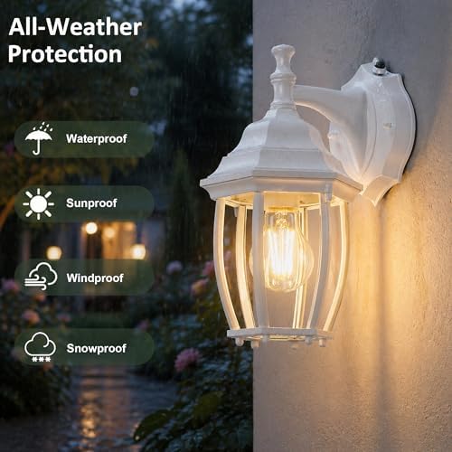LIT-PaTH Outdoor Wall Light Fixture, Rustproof Aluminum Glass, White - Image 3
